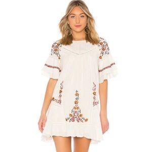 Free People Pavlo Cotton Embroidered Mini Dress in Ivory